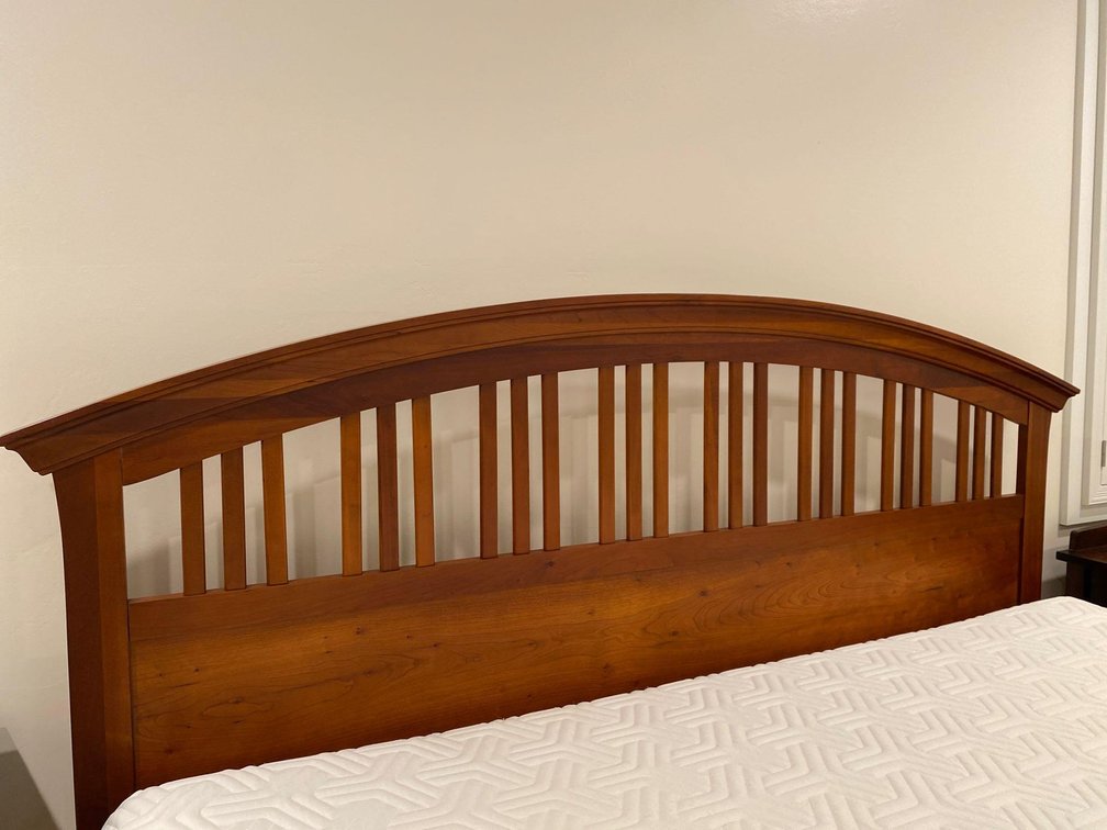 77" Wide King Size Dark Wood Headboard and Base Frame 