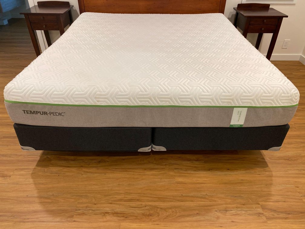 King Size Tempur-Pedic Mattress with Box Spings and Martha Stewart Mattress Cover 