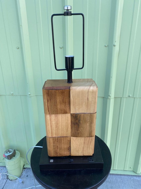 Solid Wood Block Table Lamp