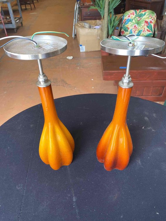 (X's 2) Blown glass style hanging lamps 