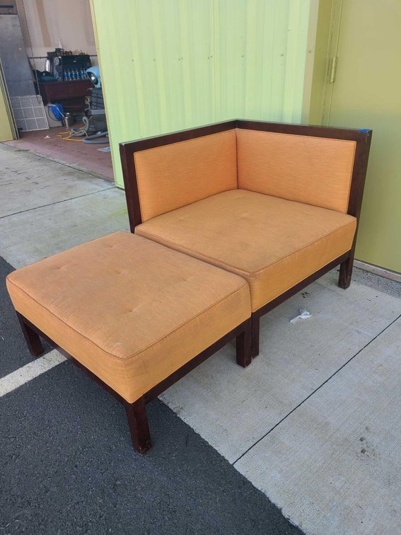orange corner chair w/ ottoman
