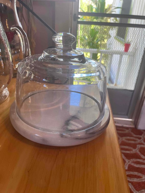 Vintage Marble and Glass Cheese Dome