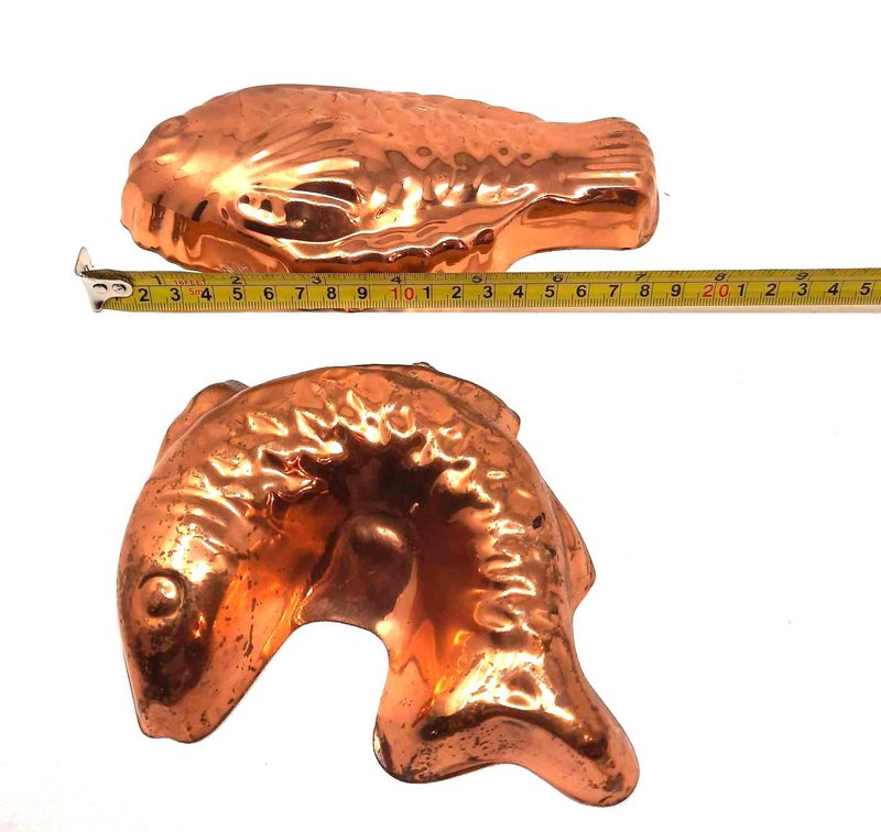 Vintage Fish Shaped Copper Gelatin Molds