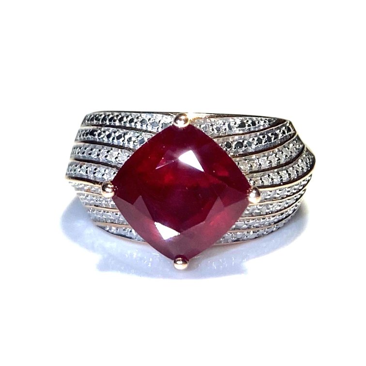 14K Rose Gold Ruby and Diamond Estate Ring Size 6