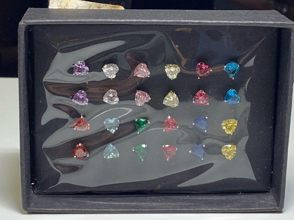 Bella Luce 14.69ctw Multi-Color Diamond Simulant Rhodium Plated Silver Stud Earrings Set 