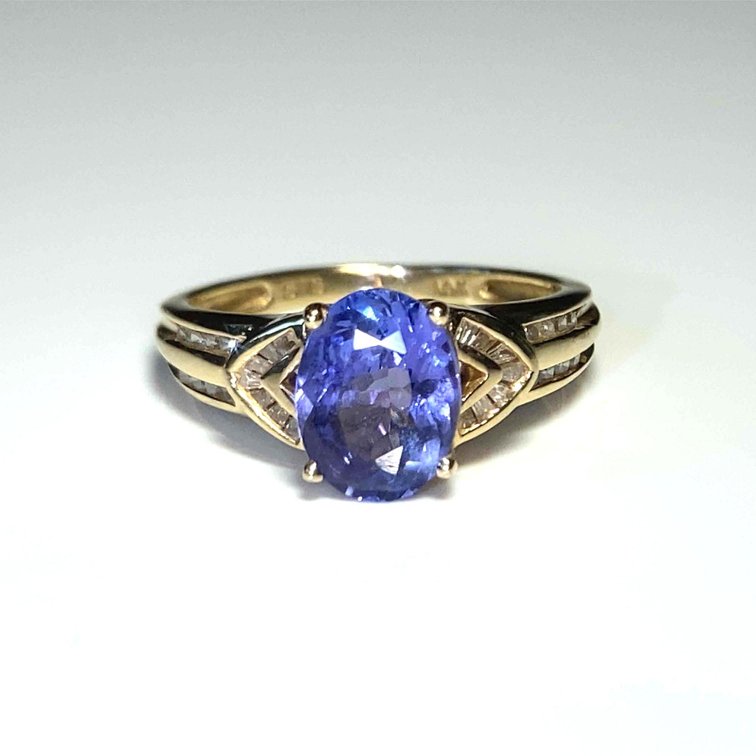 14K Gold Tanzanite and Diamond Baguette Accents 
