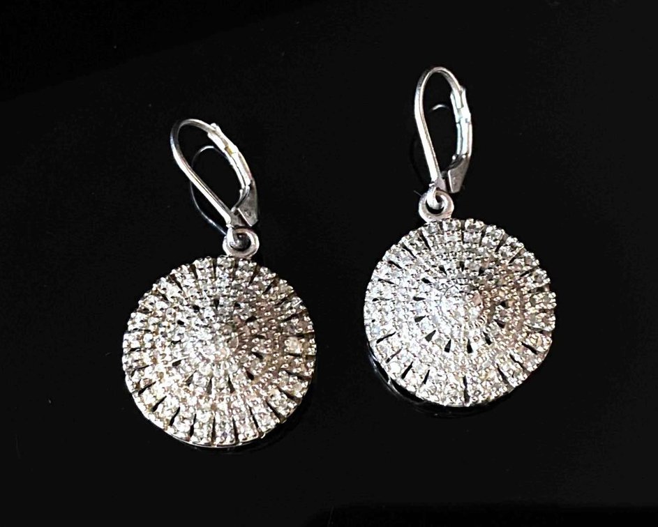 925 Sterling Silver Art Deco Old Hollywood Style Diamond Earrings 