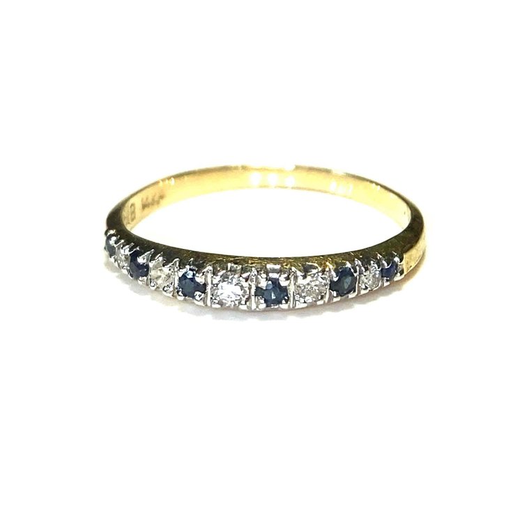 14KP Gold Blue Topaz and Diamond Estate Ring Size 6