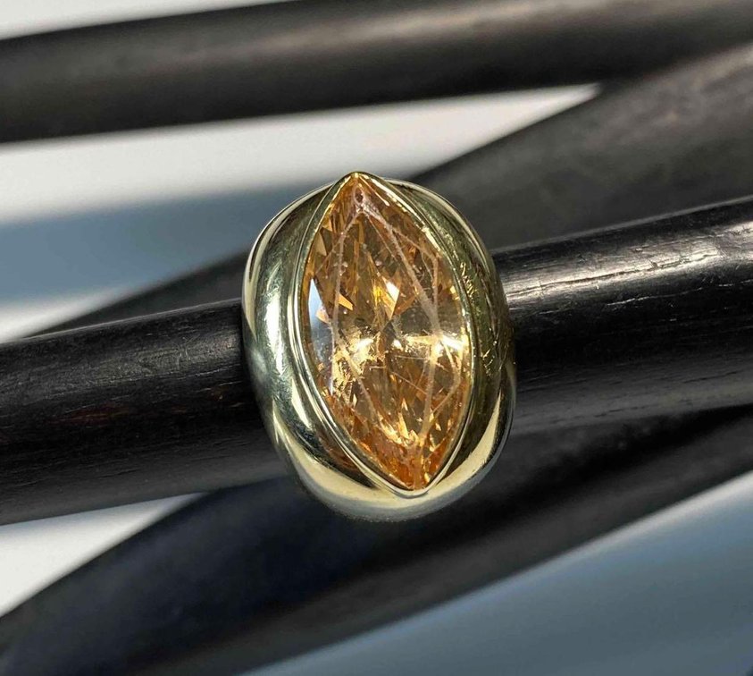 14K Gold Yellow Tourmaline Estate Ring Size 6