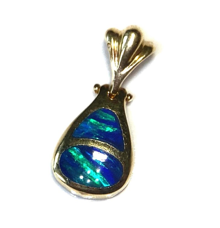 14K R&G Gold Australian Black Opal Estate Pendant