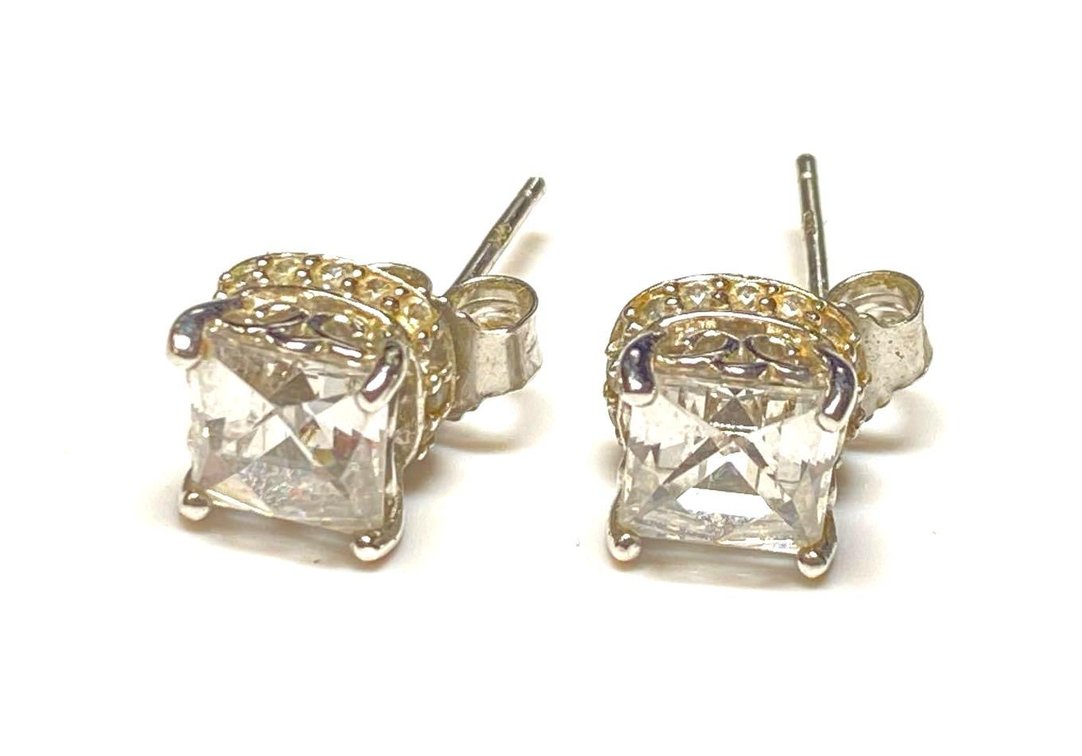 Clear Stone (Possible Tourmaline) Stud Earrings