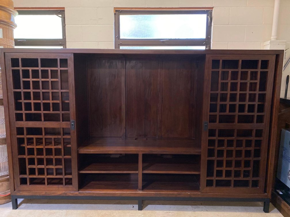 Room & Board Dark Brown Entertainment Center with sliding doors