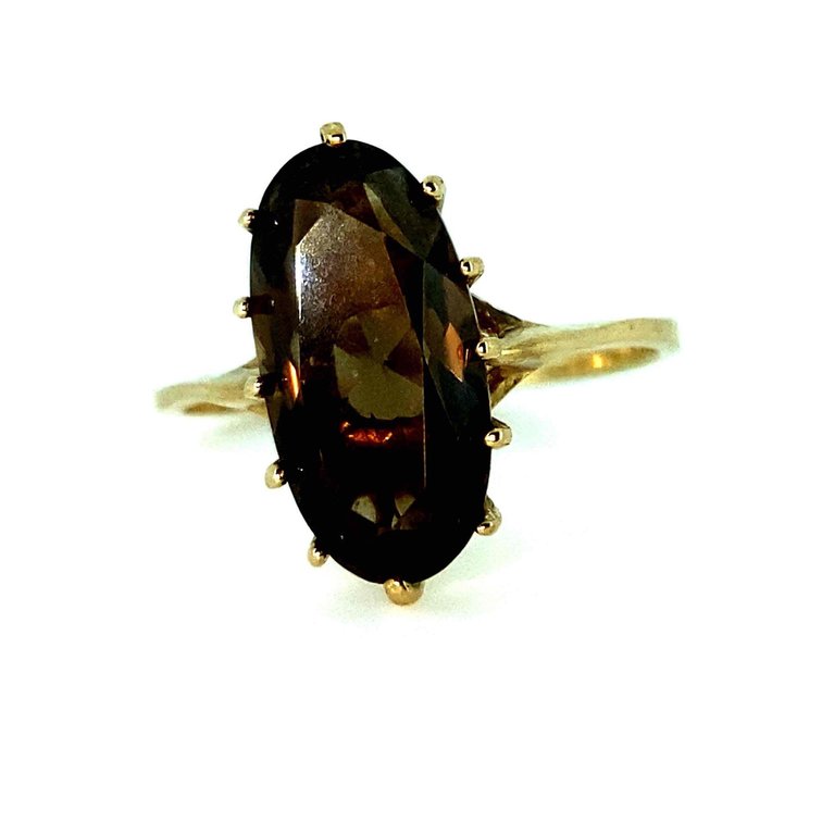 Marked 14K Gold Smoky Quartz Ring Size 7