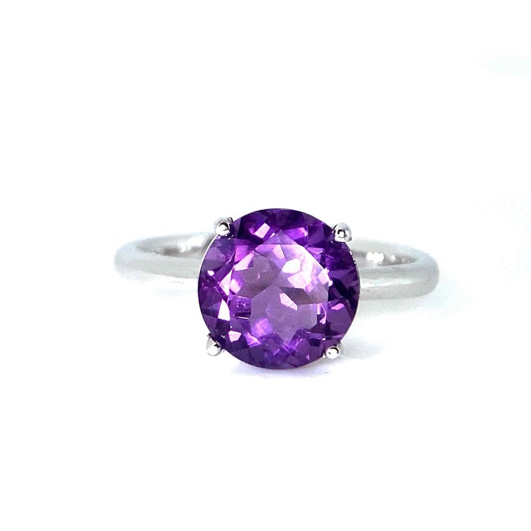 Marked 925 Sterling Silver Amethyst Ring Size 9