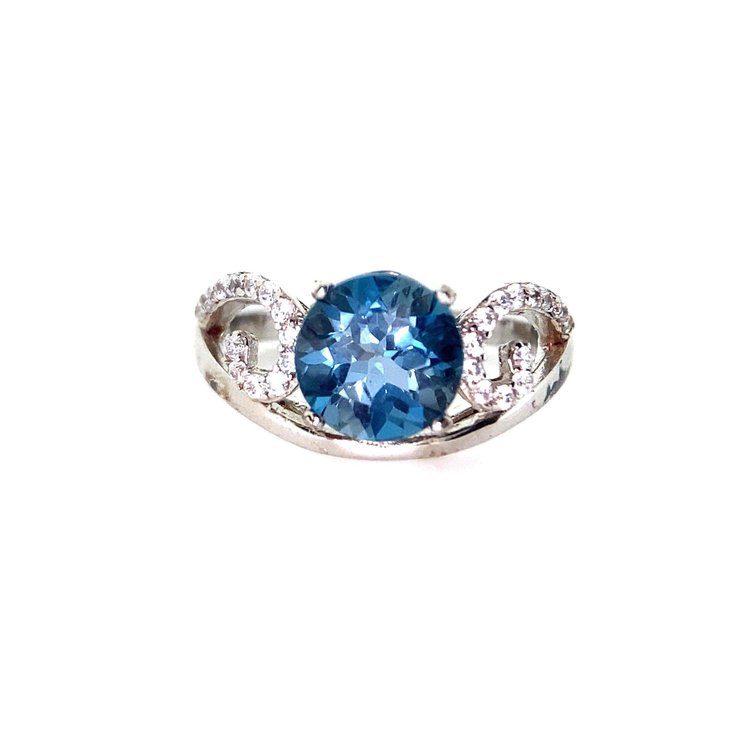 Marked 925 Sterling Silver Blue Topaz Ring Size 6