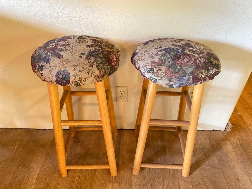 Two Round Cushioned Stools 