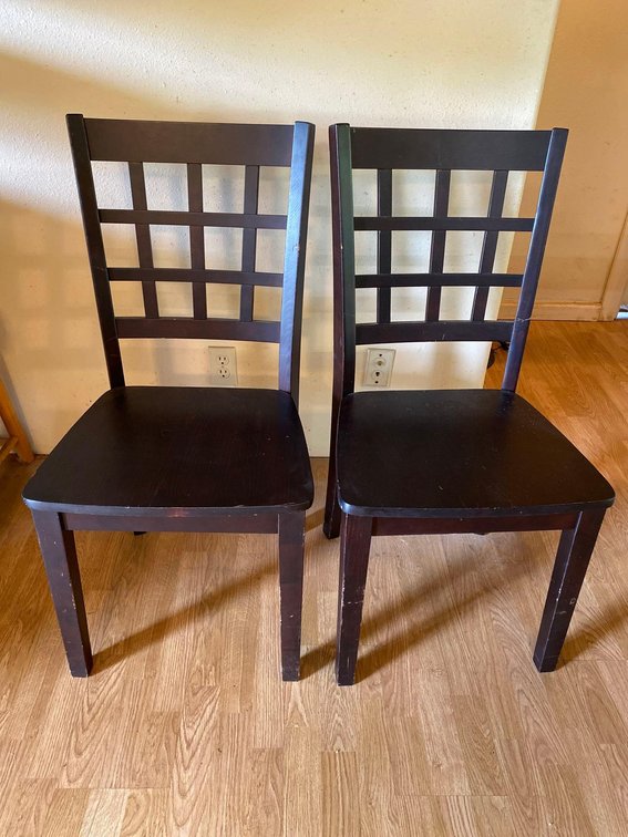 (X's 2) Dark Wood Dining Chairs 