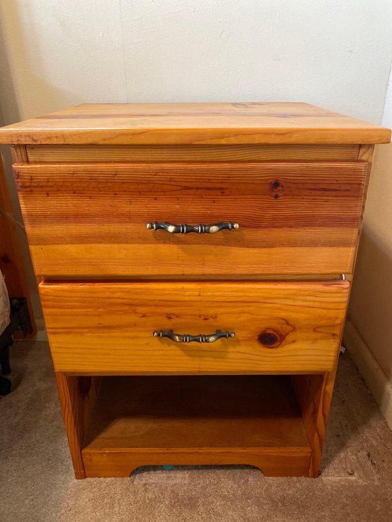 Two Drawer Knotty Pine Nightstand 