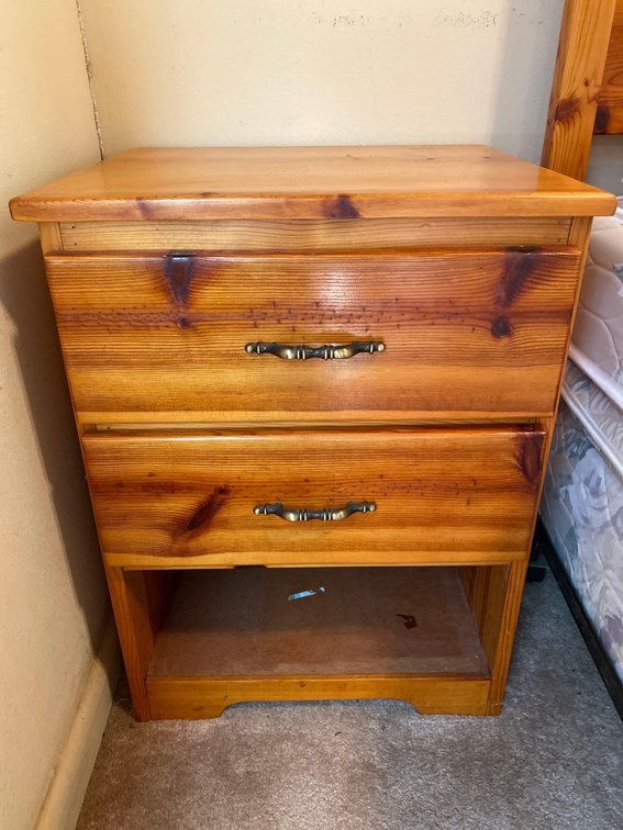 Two Drawer Knotty Pine Nightstand