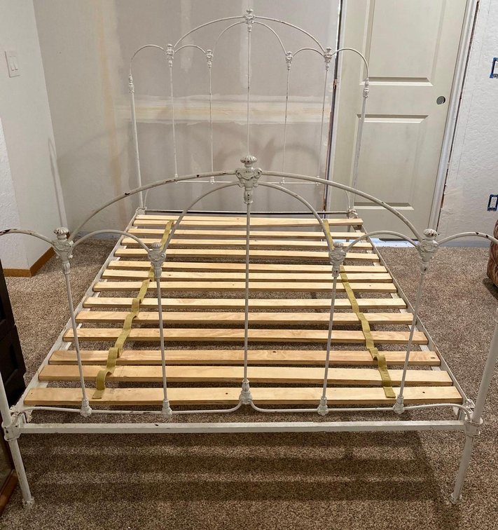 Full Sized White Metal Bed Frame 