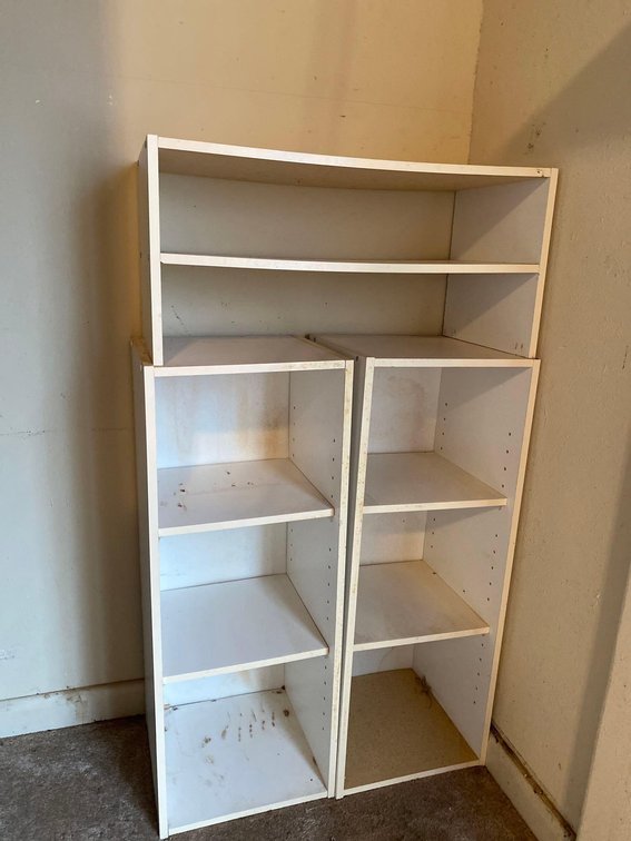 Three Piece White Laminate Shelving Storage