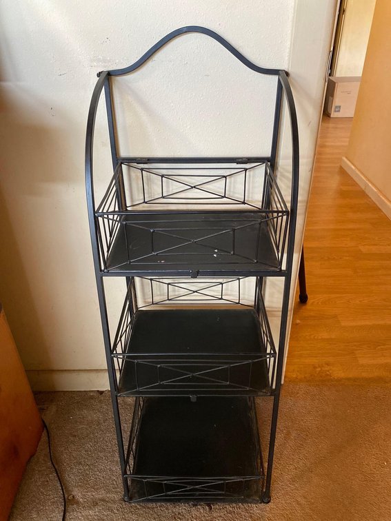 38" Tall Black Metal Decorative Shelf 