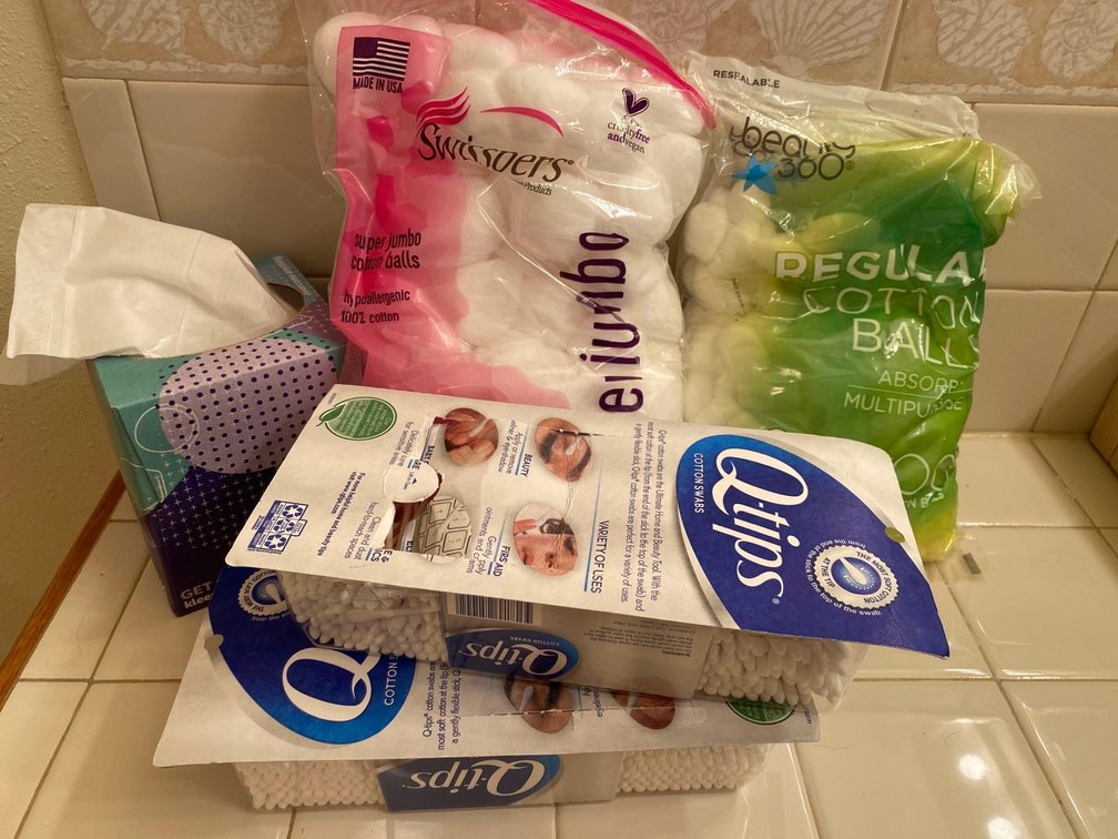 Tissue Box, Q-Tips and Cotton Balls 