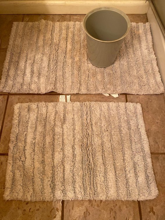 (X's 2) Bath Mats and Bonus Wastebasket 