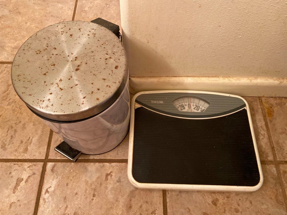 Taylor Bathroom Scale and Wastebasket 