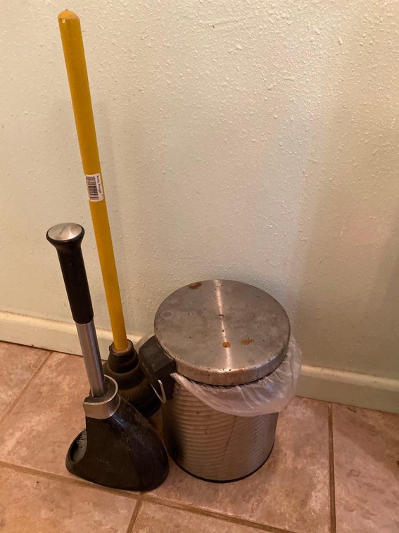 Plunger, Toilet Brush and Wastebasket 