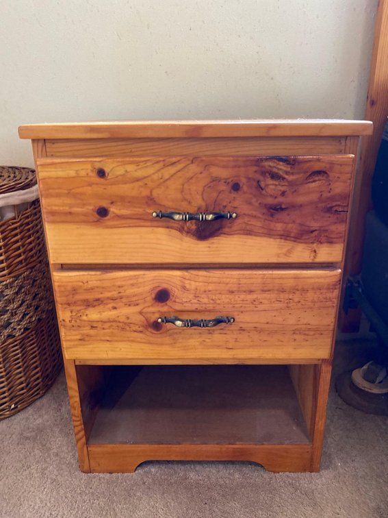 Knotty Pine Two Drawer Nightstand 