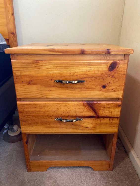 Knotty Pine Two Drawer Nightstand