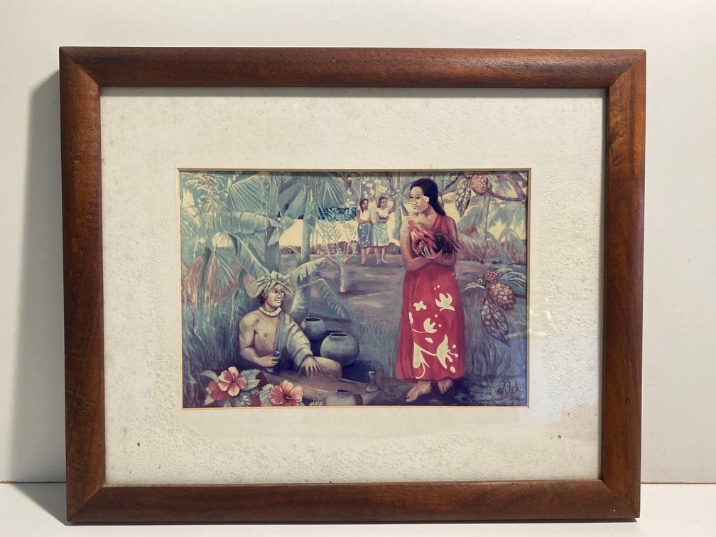 Koa Framed Vintage Local Artist Jean Jack Art