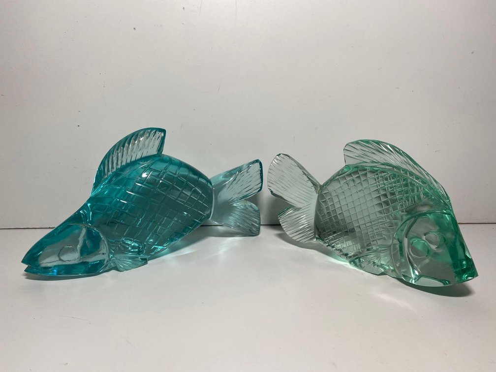 (X's 2) Tinted Glass Fish Decor Pieces 