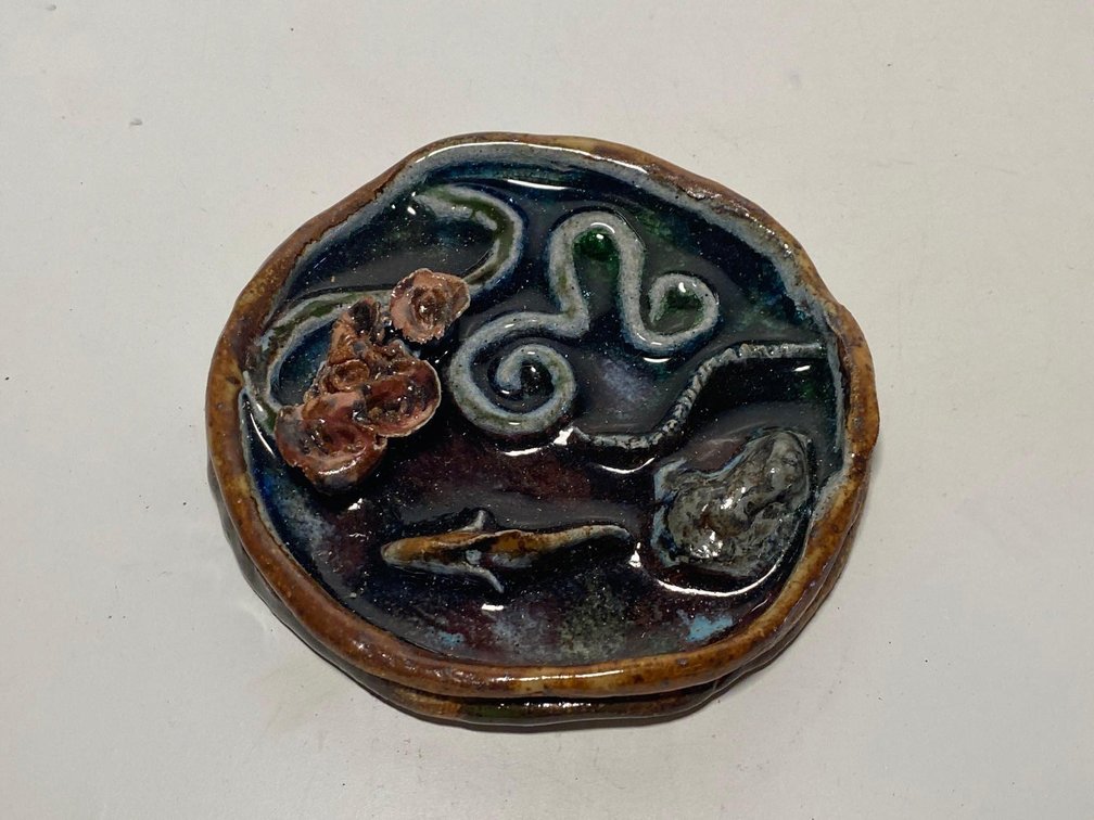 4" Hand Crafted Riverscape Decor Piece 