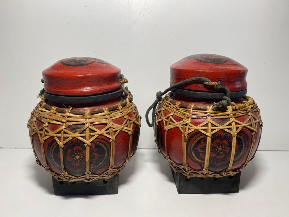 (X's 2) Decorative Lidded Island Style Decor Canisters 