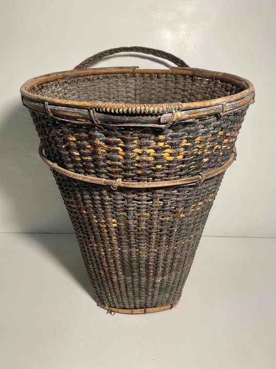 17" Tall Woven Style Strap Handle Basket 