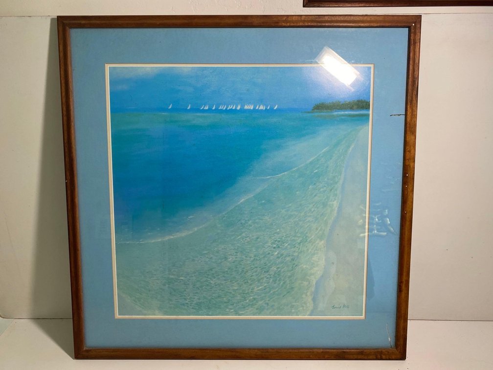 Koa Frame Signed Louis Pohl Ocean Shoreline Print