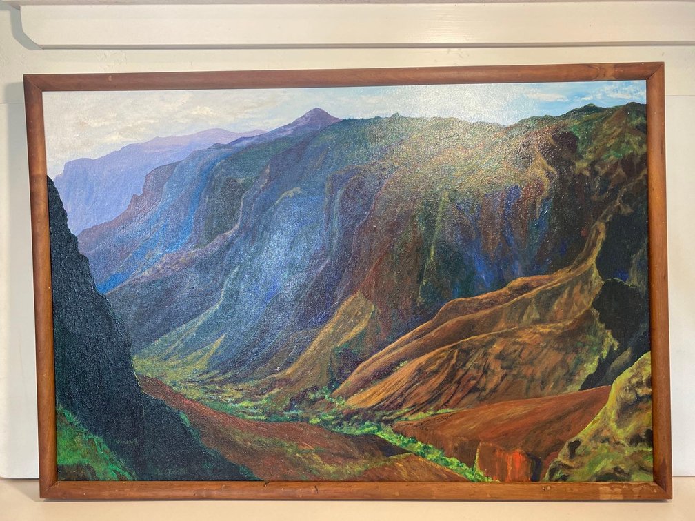 Kokee Ohia Wood Frame 1991 Original on Canvas Signed by Artist Napua