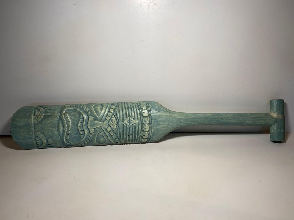 Unique 32" Hand Carved Tiki Design Paddle Wall Decor 