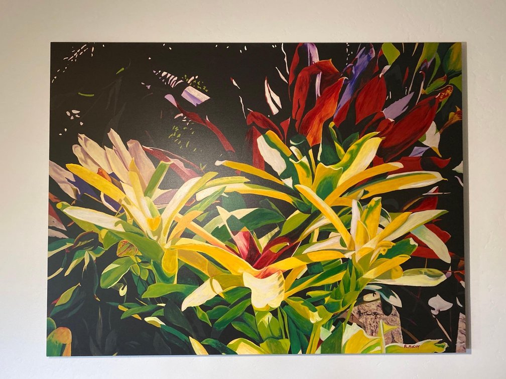 48" X 36" Large Signed Robin McCoy Local Hawaii Artist Tropical Plant Canvas Print 