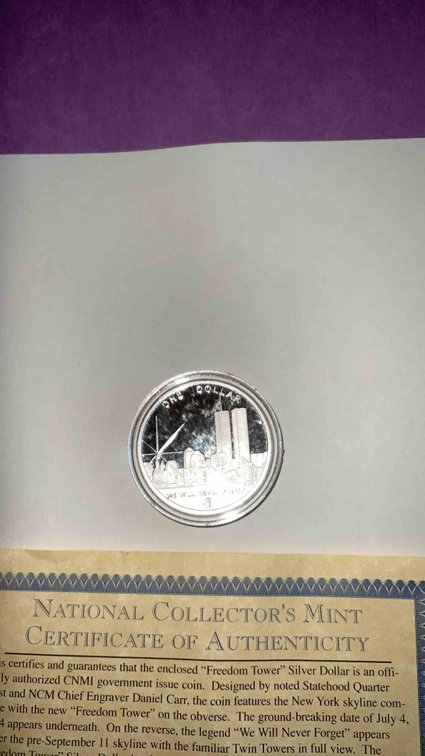 Recovery Silver from the World Trade Center. Freedom Tower Silver clad Dollar