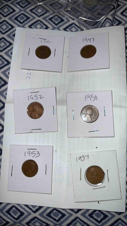 (X’s 6)lot of 6 Wheat Pennies 