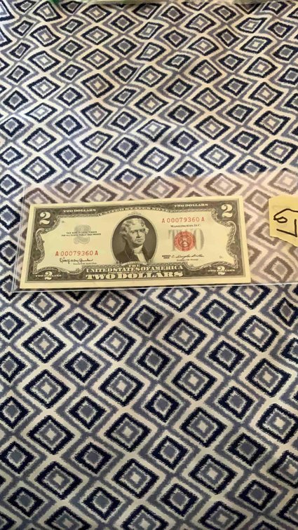 1963 Red Note 2 Dollar Bill 