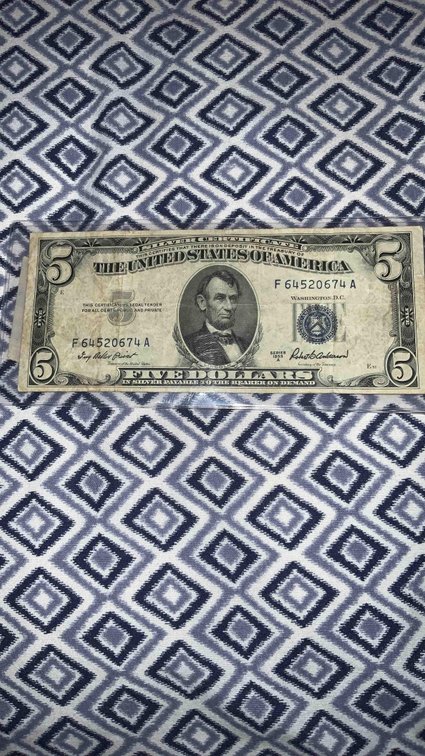 1953 Silver Certificate $5 Blue Note 