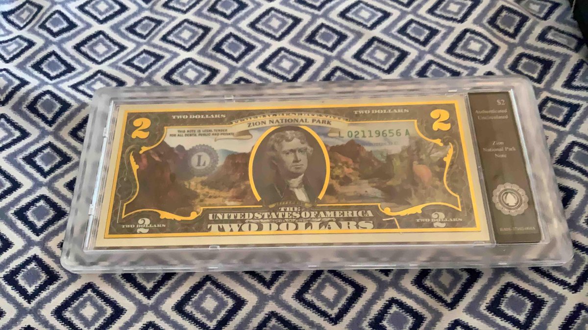 Commemorative $2 Bill Zion National Park 