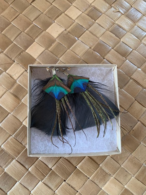 Two pairs of feather earrings