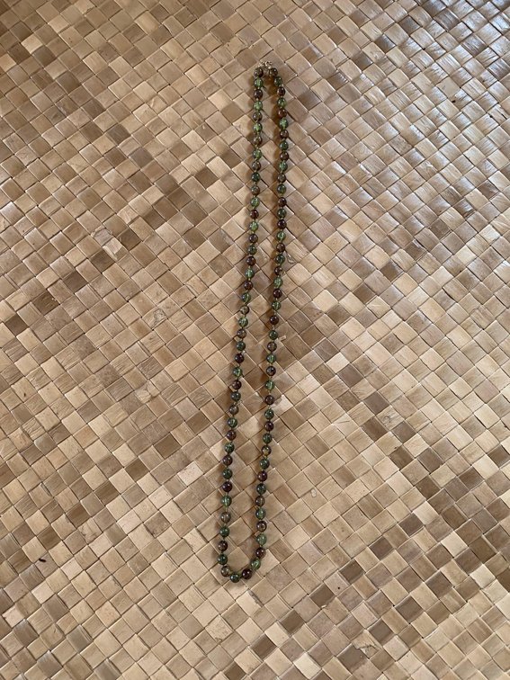 Green and brown bead necklace