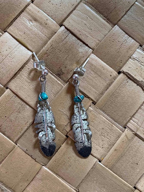 Handcrafted silver and turquoise earrings