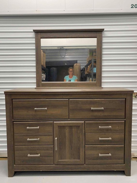 61" Long Multi-Drawer and Compartment Dresser with Mirror